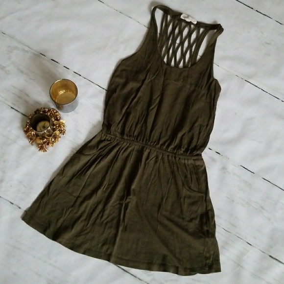 Forever 21 Dresses & Skirts - OLIVE LATTICE BACK DRESS